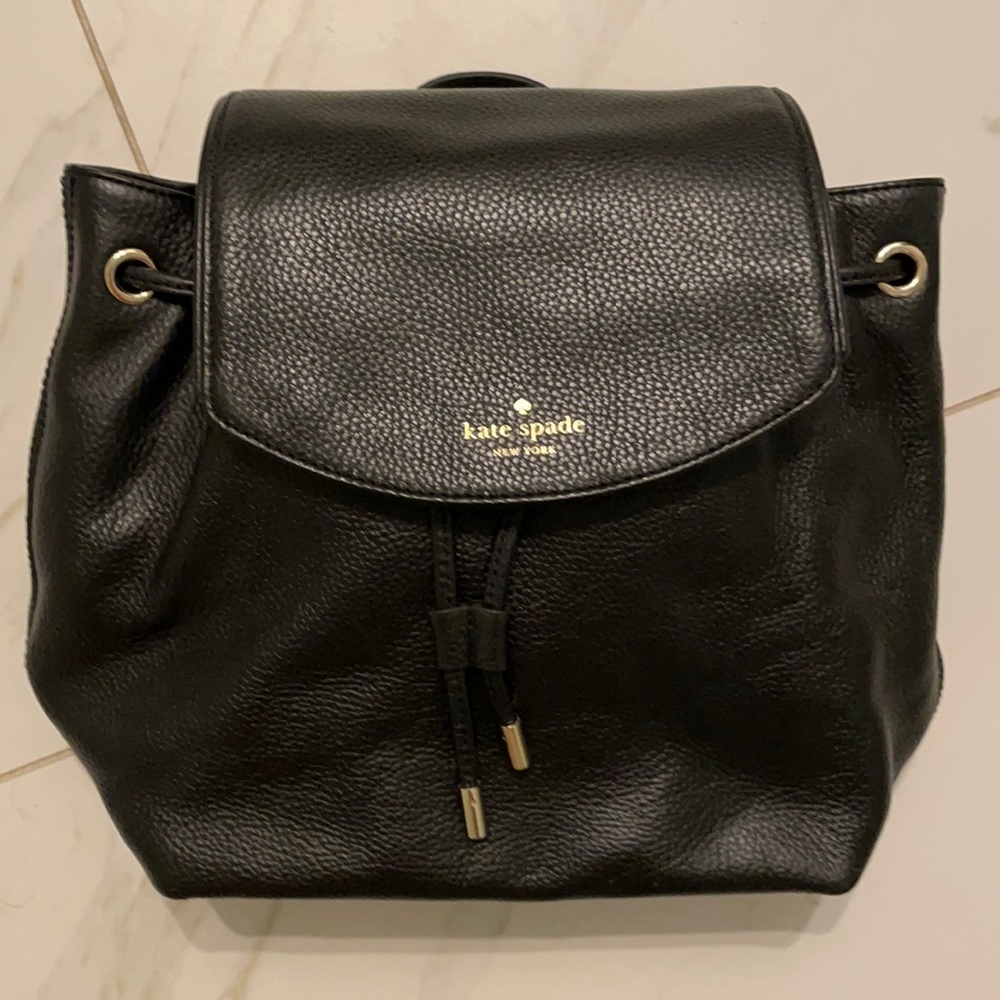 Kate Spade New York Small Breezy Black Backpack pebbled leather bag